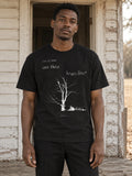 campaign portrait — the scripture tee, worn into the record (AI-styled imagery; product photographs follow)